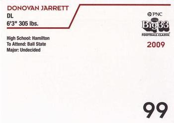 2009 Big 33 Ohio High School #NNO Donovan Jarrett Back