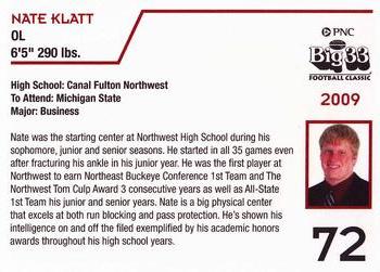 2009 Big 33 Ohio High School #NNO Nate Klatt Back