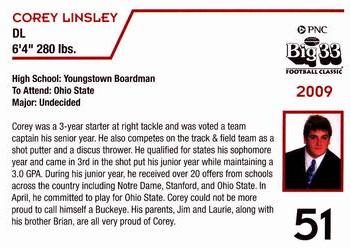 2009 Big 33 Ohio High School #NNO Corey Linsley Back