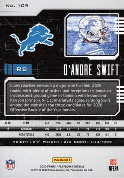 2020 Panini Playbook #109 D'Andre Swift Back