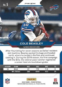 2020 Panini Prizm - Prizm Red White and Blue #5 Cole Beasley Back