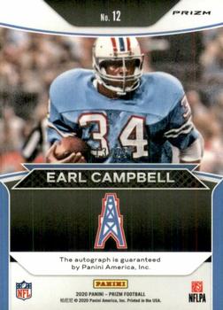2020 Panini Prizm - Flashback Autographs #12 Earl Campbell Back