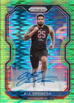 2020 Panini Prizm - Rookie Autographs Prizm Neon Green Pulsar #313 A.J. Epenesa Front