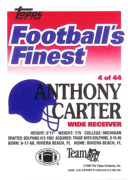 1992 Finest #4 Anthony Carter Back