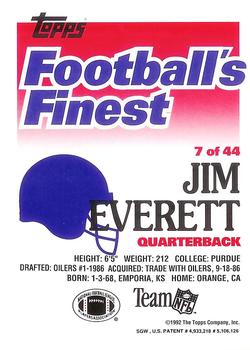 1992 Finest #7 Jim Everett Back