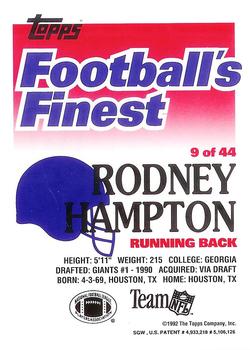 1992 Finest #9 Rodney Hampton Back
