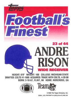 1992 Finest #23 Andre Rison Back