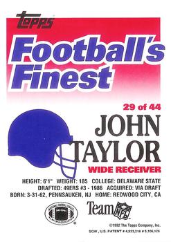 1992 Finest #29 John Taylor Back