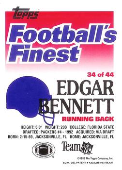 1992 Finest #34 Edgar Bennett Back