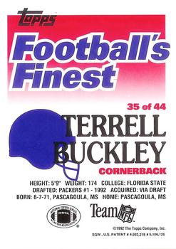 1992 Finest #35 Terrell Buckley Back