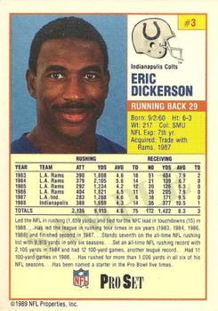 1988 Pro Set Test #3 Eric Dickerson Back