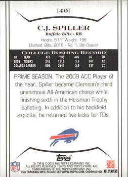 2010 Topps Prime #40 C.J. Spiller  Back