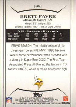 2010 Topps Prime #88 Brett Favre  Back