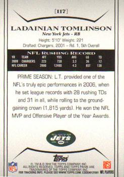 2010 Topps Prime #117 LaDainian Tomlinson  Back