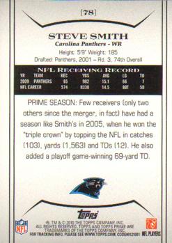 2010 Topps Prime #78 Steve Smith  Back