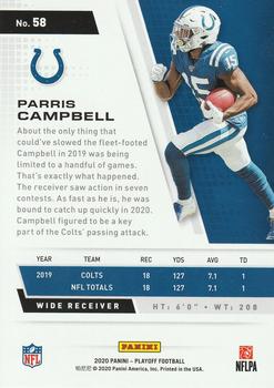 2020 Panini Playoff #58 Parris Campbell Back