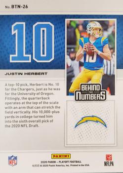 2020 Panini Playoff - Behind the Numbers #BTN-26 Justin Herbert Back