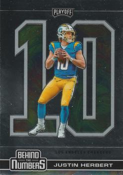 2020 Panini Playoff - Behind the Numbers #BTN-26 Justin Herbert Front