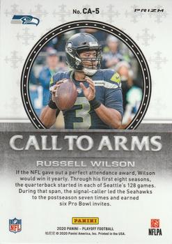 2020 Panini Playoff - Call to Arms Red #CA-5 Russell Wilson Back