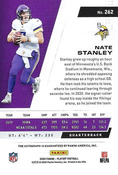 2020 Panini Playoff - Rookies Autographs #262 Nate Stanley Back