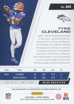 2020 Panini Playoff - Rookies Autographs #265 Tyrie Cleveland Back