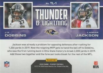 2020 Panini Playoff - Thunder & Lightning #TL-1 J.K. Dobbins / Lamar Jackson Back