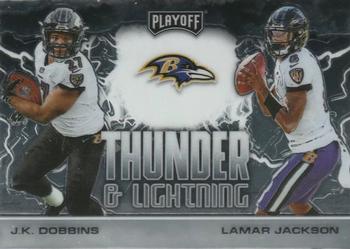 2020 Panini Playoff - Thunder & Lightning #TL-1 J.K. Dobbins / Lamar Jackson Front