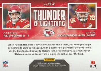 2020 Panini Playoff - Thunder & Lightning #TL-2 Patrick Mahomes II / Clyde Edwards-Helaire Back