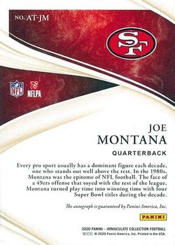 2020 Panini Immaculate Collection - All-Time Greats Signatures #AT-JM Joe Montana Back