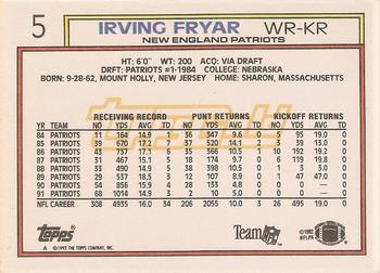 1992 Topps - Gold #5 Irving Fryar Back