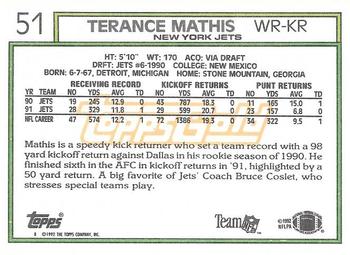 1992 Topps - Gold #51 Terance Mathis Back