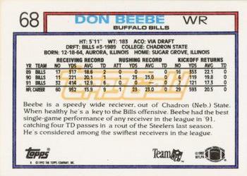 1992 Topps - Gold #68 Don Beebe Back