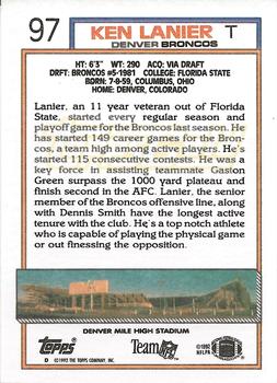 1992 Topps - Gold #97 Ken Lanier Back