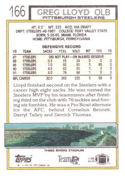 1992 Topps - Gold #166 Greg Lloyd Back