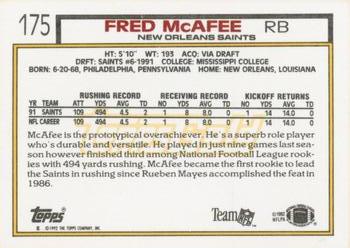 1992 Topps - Gold #175 Fred McAfee Back