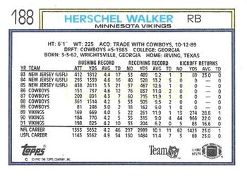 1992 Topps - Gold #188 Herschel Walker Back