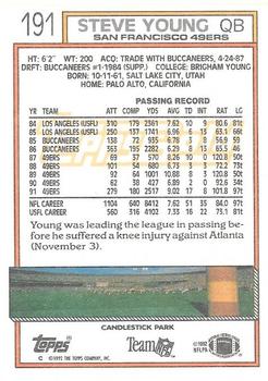 1992 Topps - Gold #191 Steve Young Back