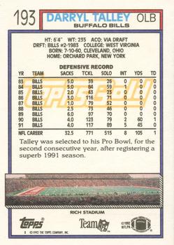 1992 Topps - Gold #193 Darryl Talley Back