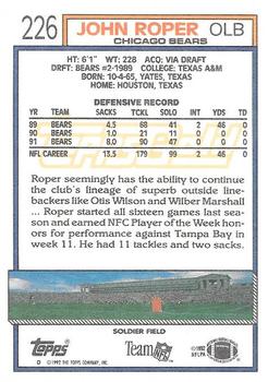 1992 Topps - Gold #226 John Roper Back