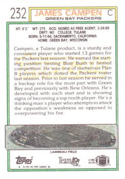 1992 Topps - Gold #232 James Campen Back