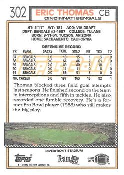 1992 Topps - Gold #302 Eric Thomas Back