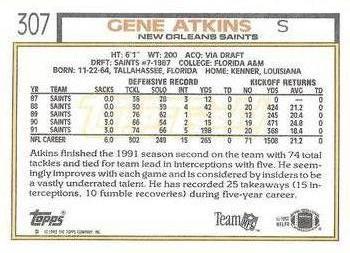 1992 Topps - Gold #307 Gene Atkins Back