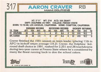 1992 Topps - Gold #317 Aaron Craver Back