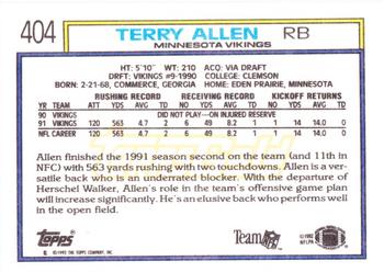 1992 Topps - Gold #404 Terry Allen Back