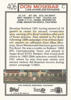 1992 Topps - Gold #406 Don Mosebar Back