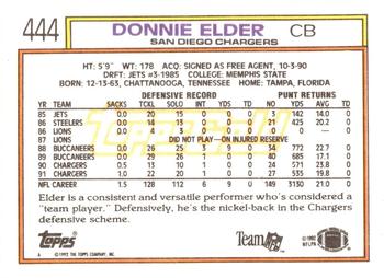 1992 Topps - Gold #444 Donnie Elder Back