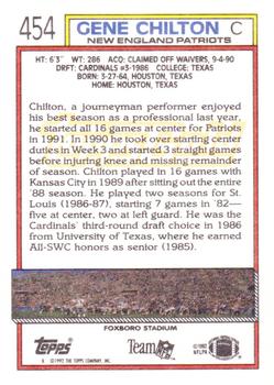 1992 Topps - Gold #454 Gene Chilton Back