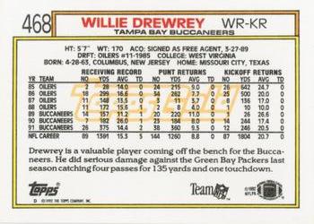 1992 Topps - Gold #468 Willie Drewrey Back