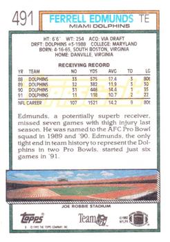 1992 Topps - Gold #491 Ferrell Edmunds Back