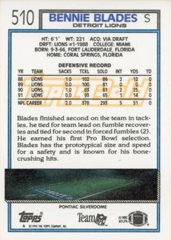 1992 Topps - Gold #510 Bennie Blades Back